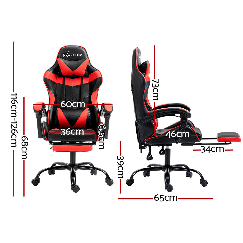 Office Chair Gaming Computer Executive Chairs Racing Seat Recliner Red - image2