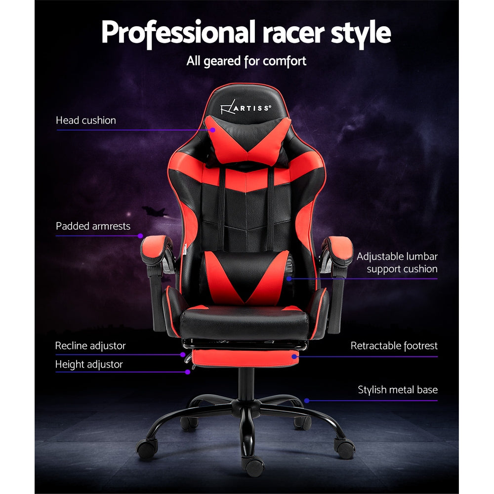 Office Chair Gaming Computer Executive Chairs Racing Seat Recliner Red - image5