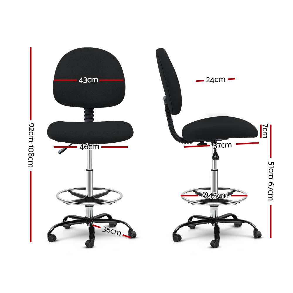 Office Chair Veer Drafting Stool Fabric Chairs Black - image2