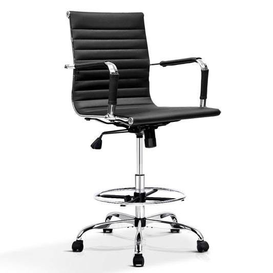 Office Chair Veer Drafting Stool Mesh Chairs Armrest Standing Desk Black - image1