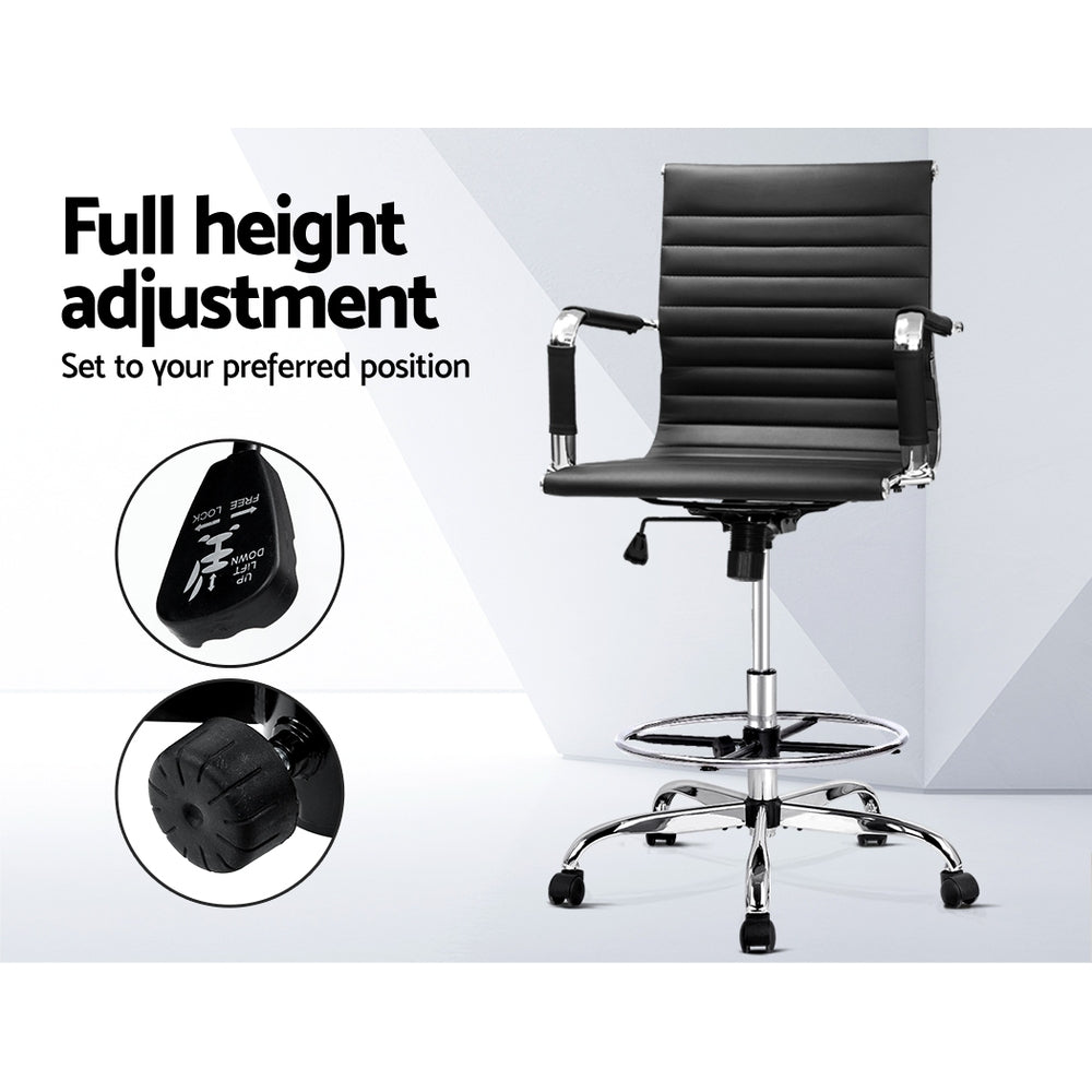 Office Chair Veer Drafting Stool Mesh Chairs Armrest Standing Desk Black - image4