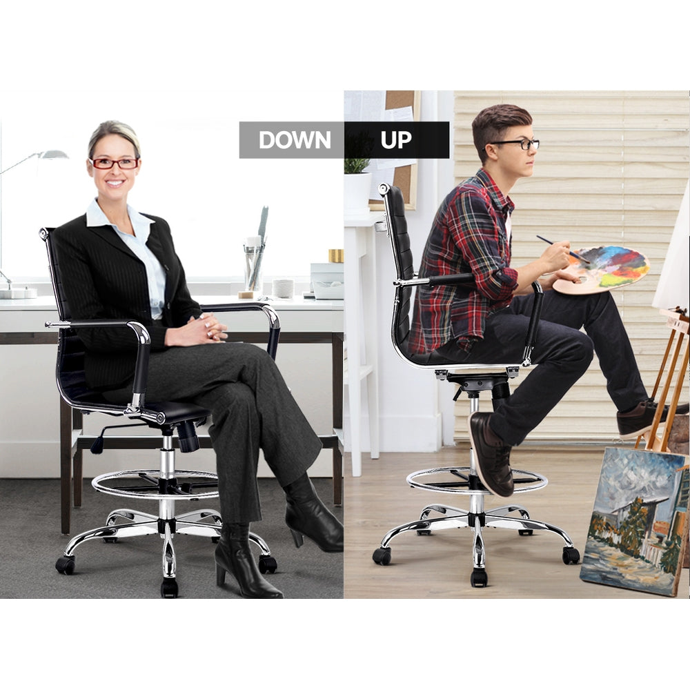 Office Chair Veer Drafting Stool Mesh Chairs Armrest Standing Desk Black - image5