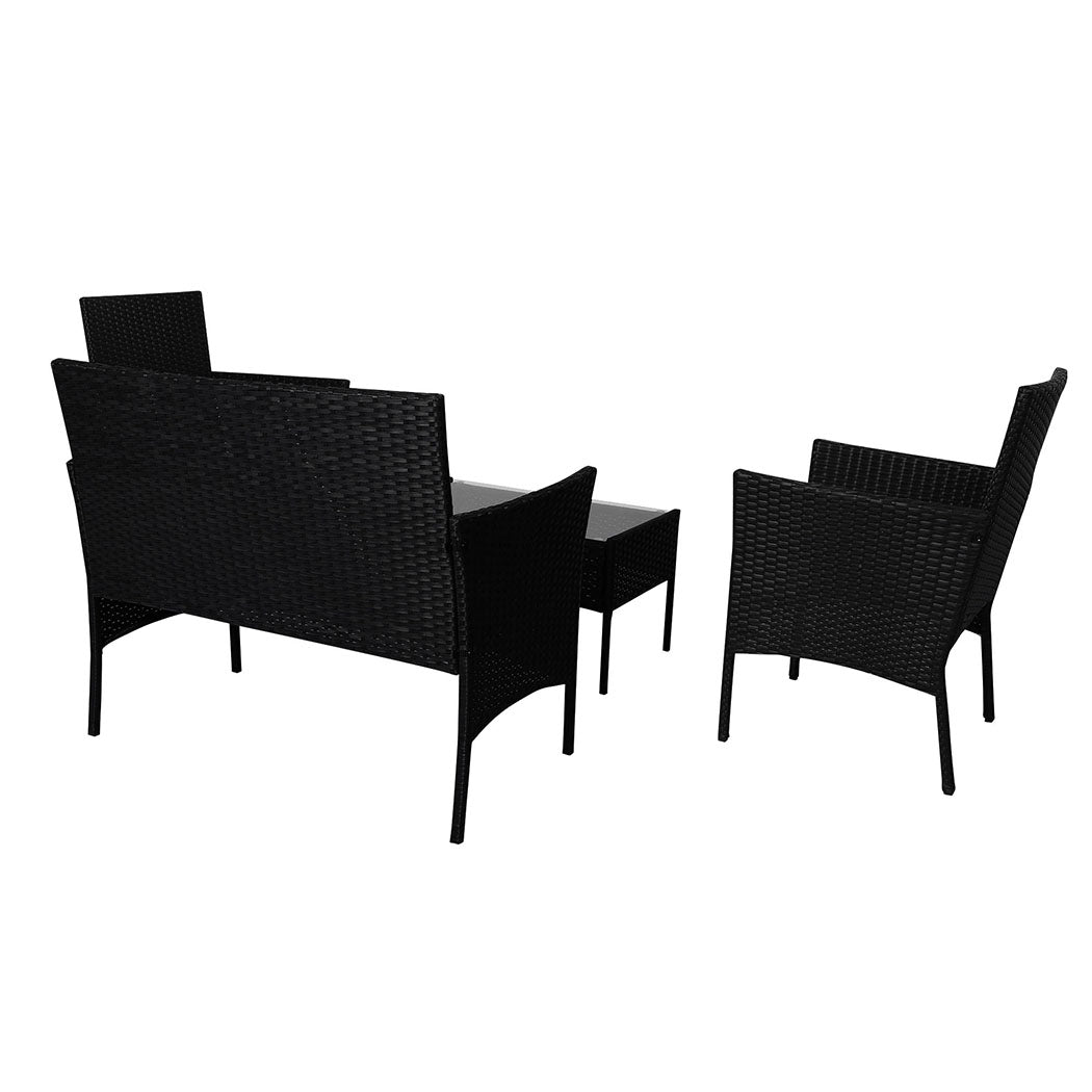 4 PCS Outdoor Furniture Setting Patio Garden Table Chairs Set Wicker Seat - image4