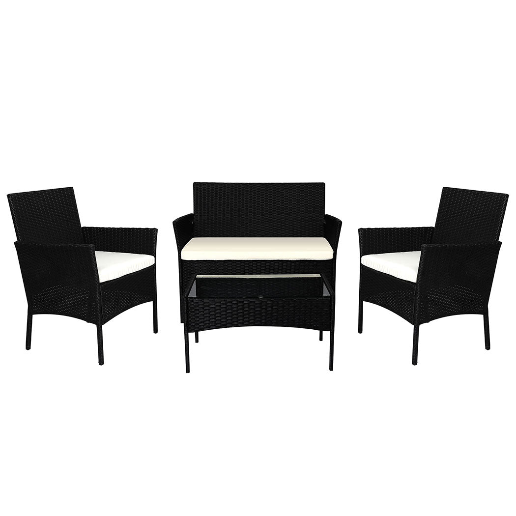 4 PCS Outdoor Furniture Setting Patio Garden Table Chairs Set Wicker Seat - image1