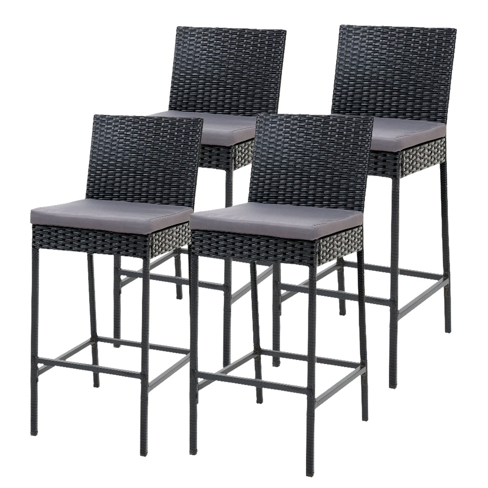 Set of 4 Outdoor Bar Stools Dining Chairs Wicker Furniture - image1