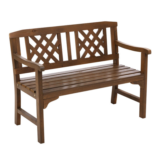 Wooden Garden Bench 2 Seat Patio Furniture Timber Outdoor Lounge Chair Natural - image1