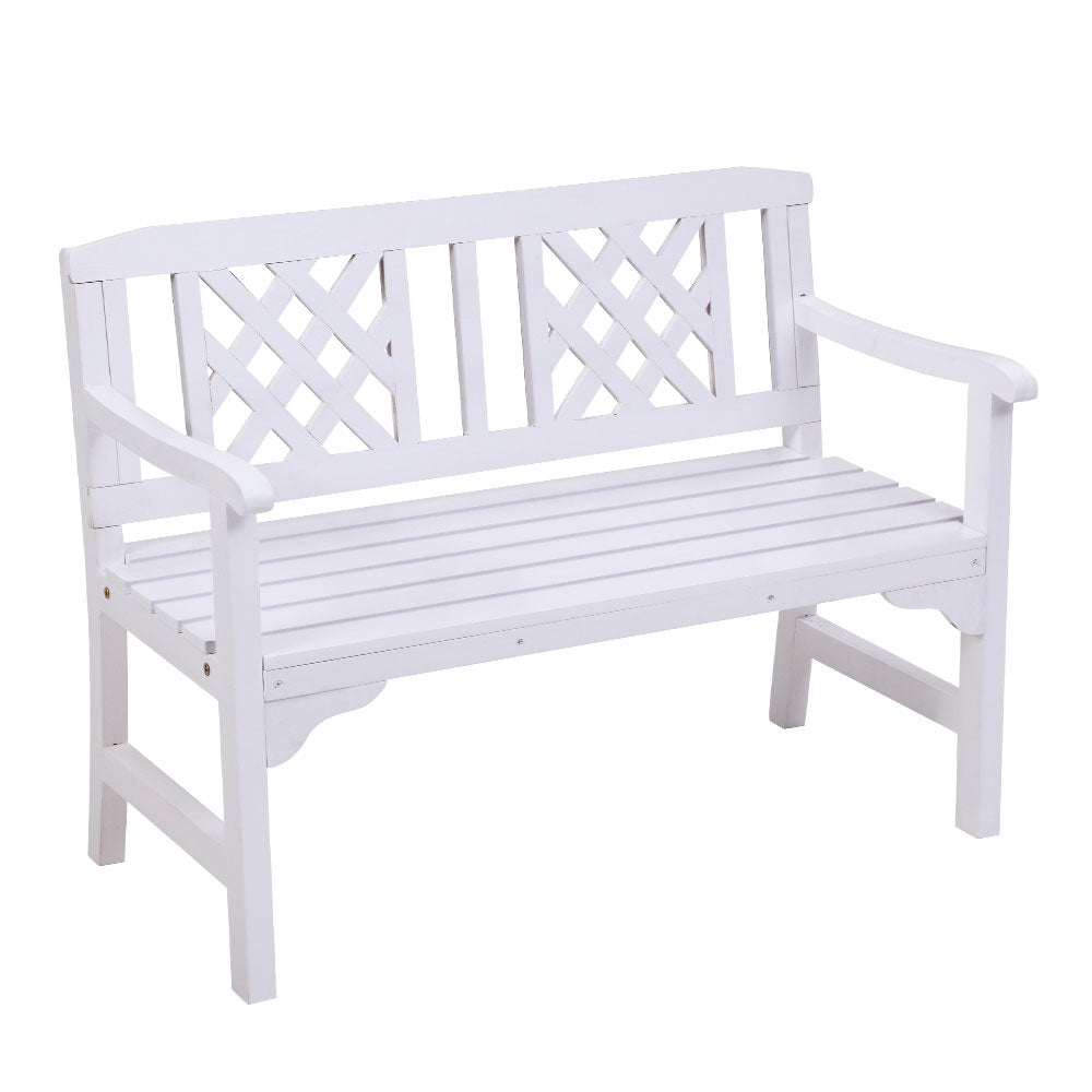 Wooden Garden Bench 2 Seat Patio Furniture Timber Outdoor Lounge Chair White - image1