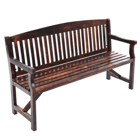 Wooden Garden Bench Chair Natural Outdoor Furniture D√©cor Patio Deck 3 Seater - image1