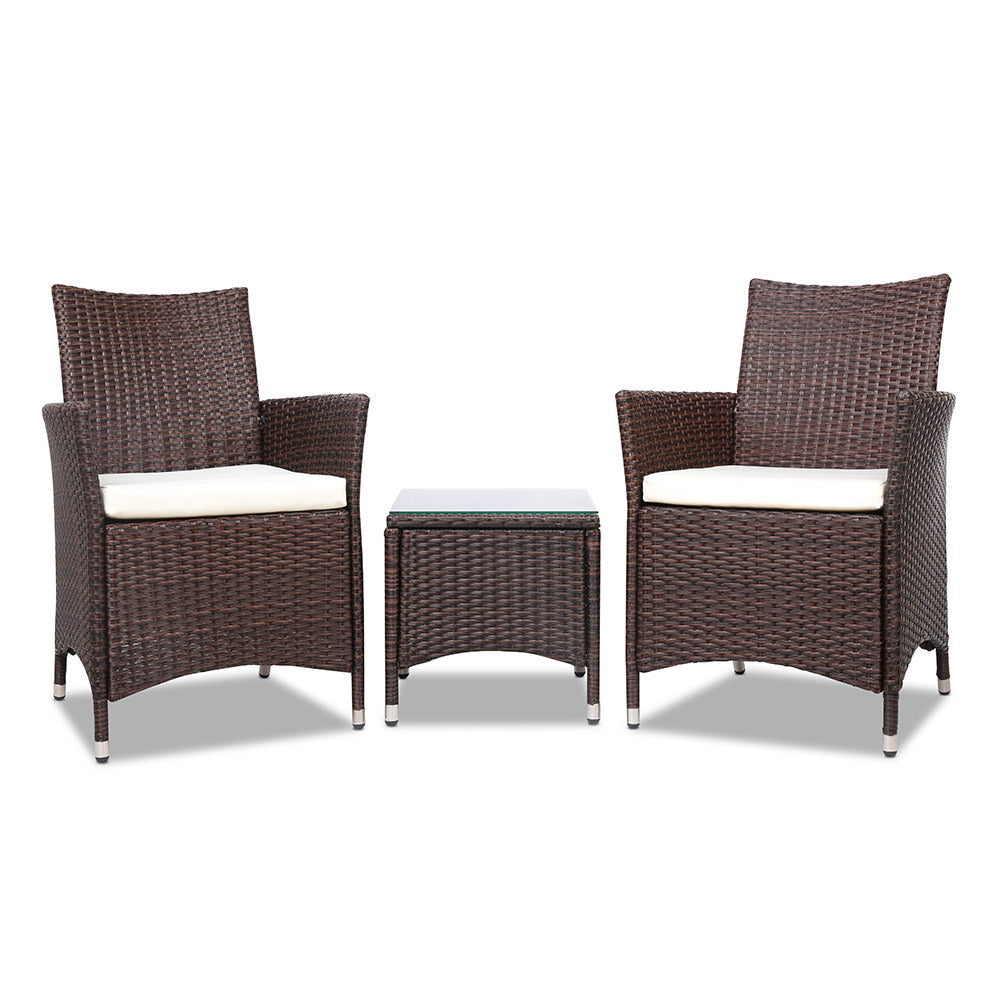 3 Piece Wicker Outdoor Furniture Set - Brown - image1