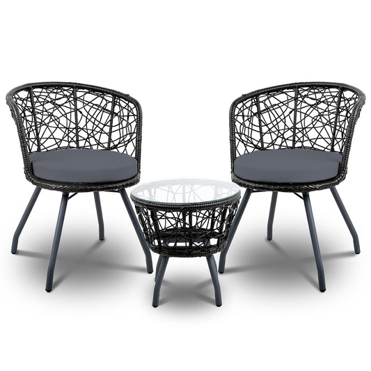 Outdoor Patio Chair and Table - Black - image1