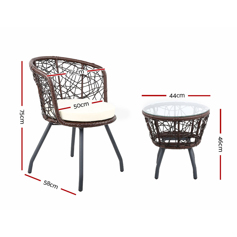 Outdoor Patio Chair and Table - Brown - image2