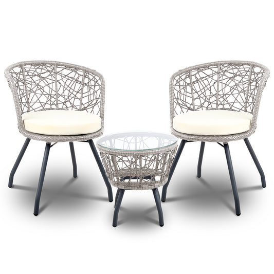 Outdoor Patio Chair and Table - Grey - image1