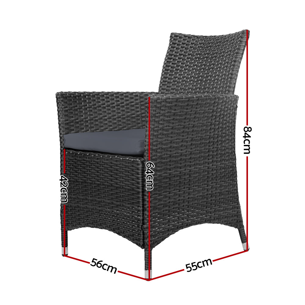 Set of 2 Outdoor Bistro Set Chairs Patio Furniture Dining Wicker Garden Cushion Gardeon - image2