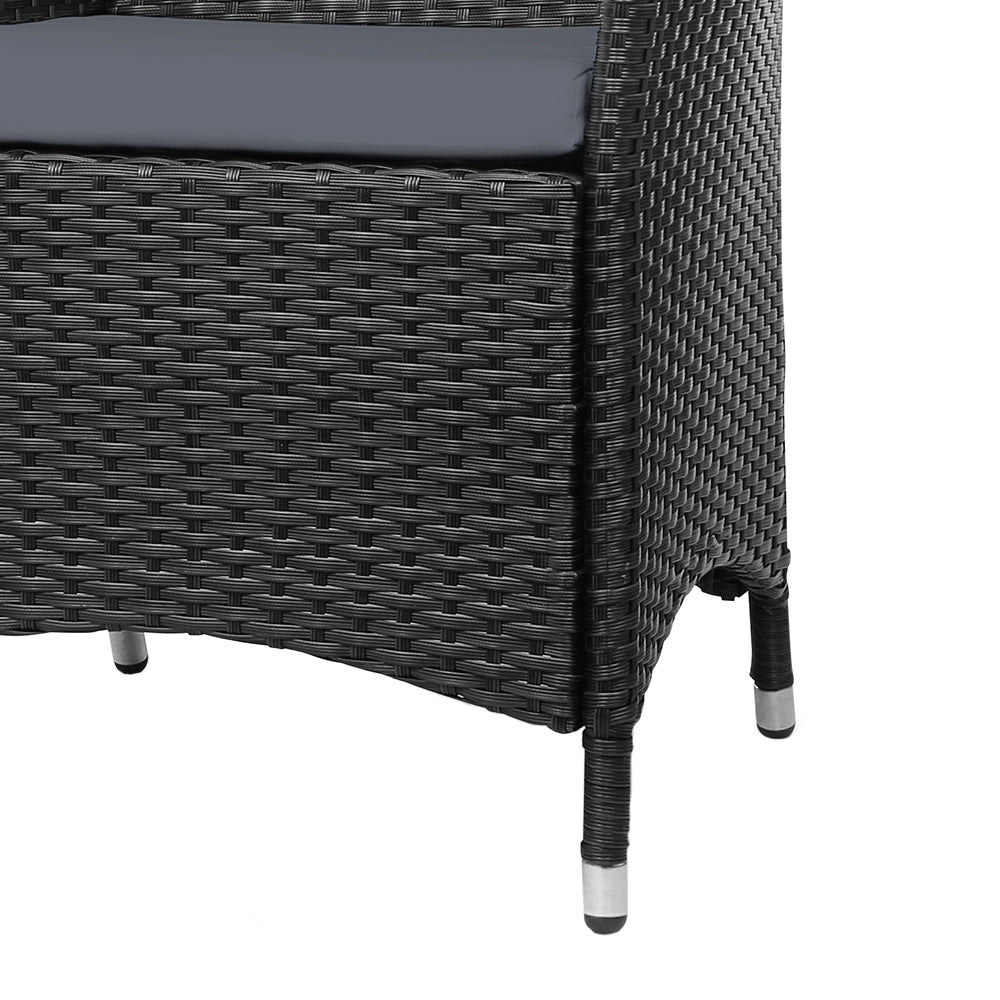 Set of 2 Outdoor Bistro Set Chairs Patio Furniture Dining Wicker Garden Cushion Gardeon - image6