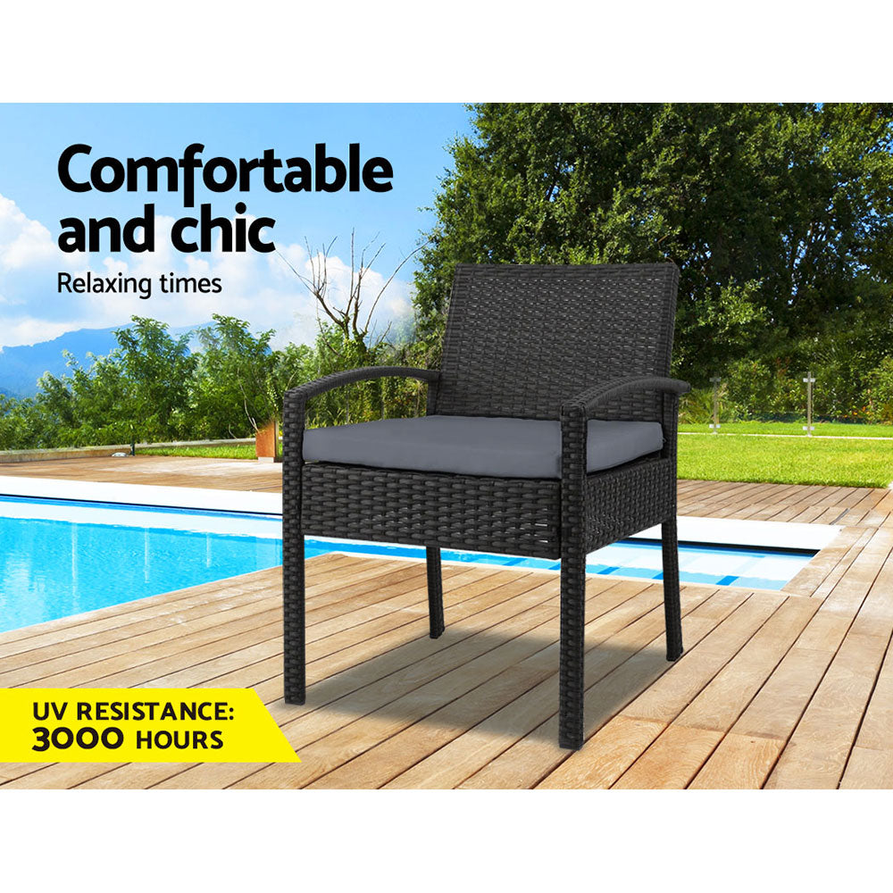 Outdoor Furniture Bistro Wicker Chair Black - image3