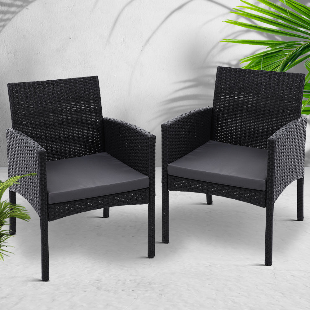 Set of 2 Outdoor Bistro Chairs Patio Furniture Dining Chair Wicker Garden Cushion Gardeon - image7