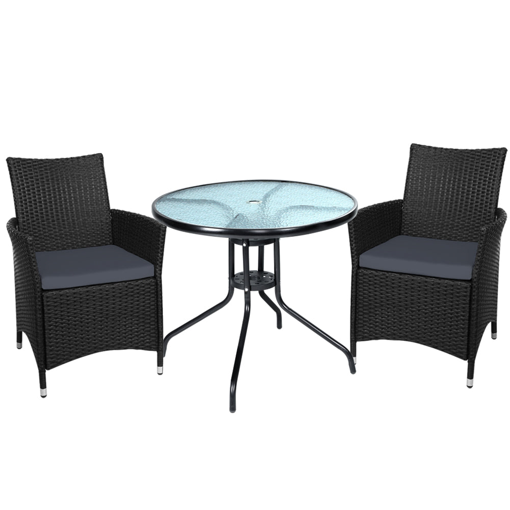 Outdoor Furniture Dining Chair Table Bistro Set Wicker Patio Setting Tea Coffee Cafe Bar Set - image1