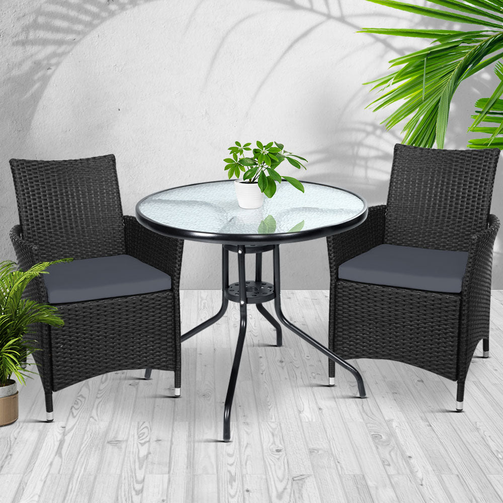 Outdoor Furniture Dining Chair Table Bistro Set Wicker Patio Setting Tea Coffee Cafe Bar Set - image7