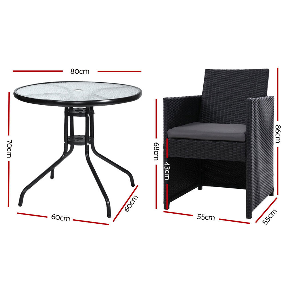 Patio Furniture Dining Chairs Table Patio Setting Bistro Set Wicker Tea Coffee Cafe Bar Set - image2