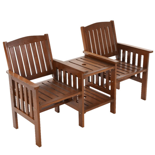 Garden Bench Chair Table Loveseat Wooden Outdoor Furniture Patio Park Brown - image1