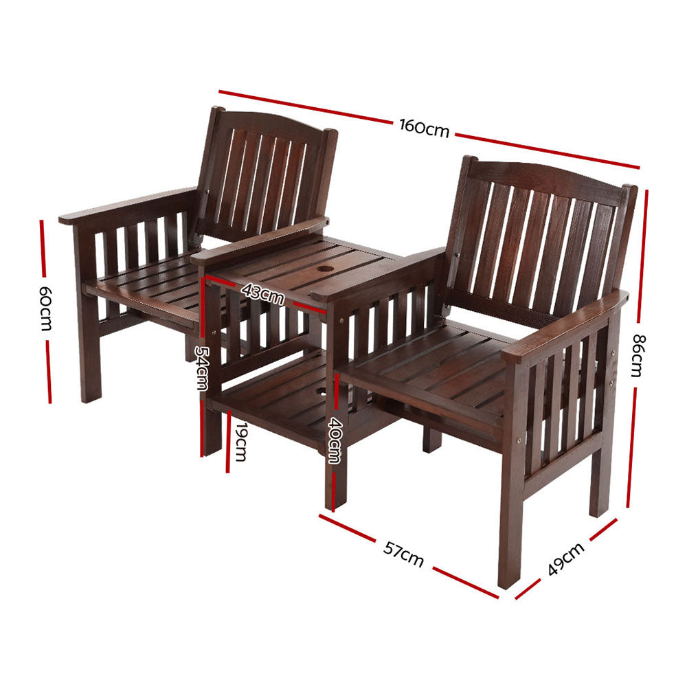 Garden Bench Chair Table Loveseat Wooden Outdoor Furniture Patio Park Charcoal - image2