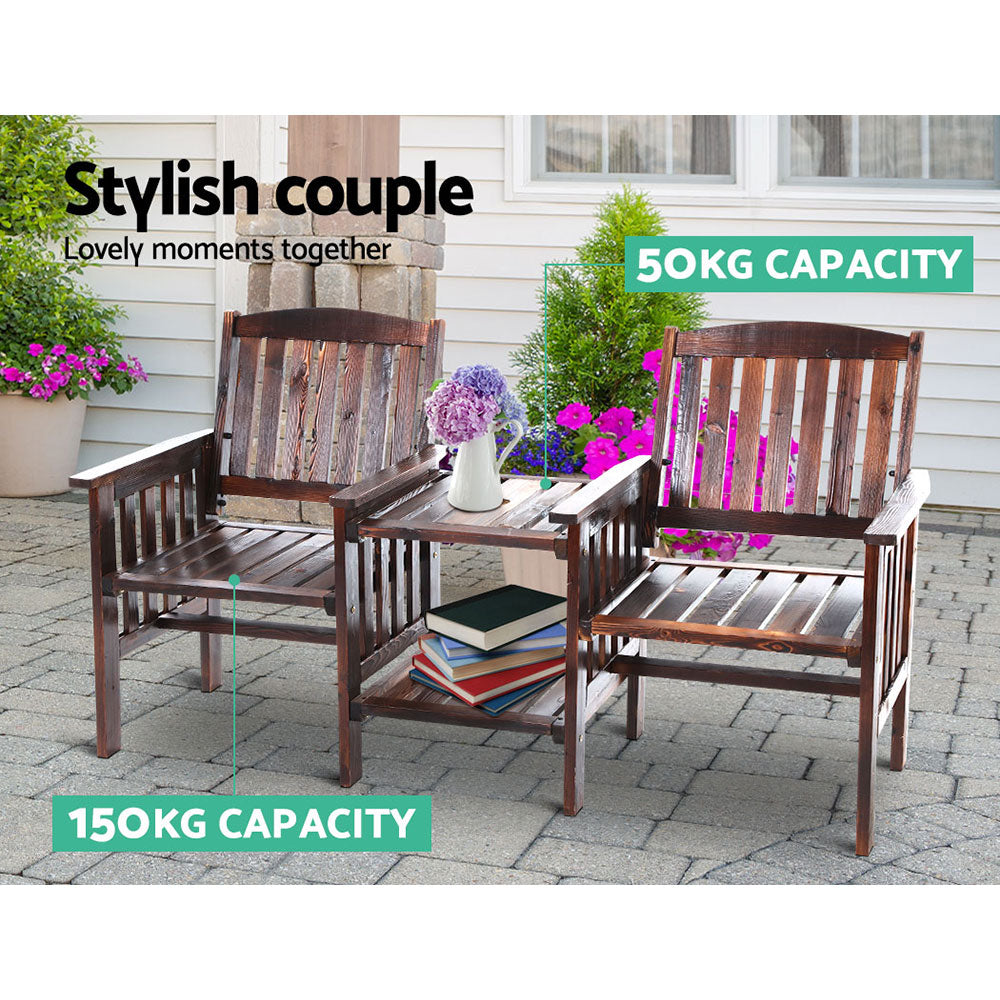 Garden Bench Chair Table Loveseat Wooden Outdoor Furniture Patio Park Charcoal - image3