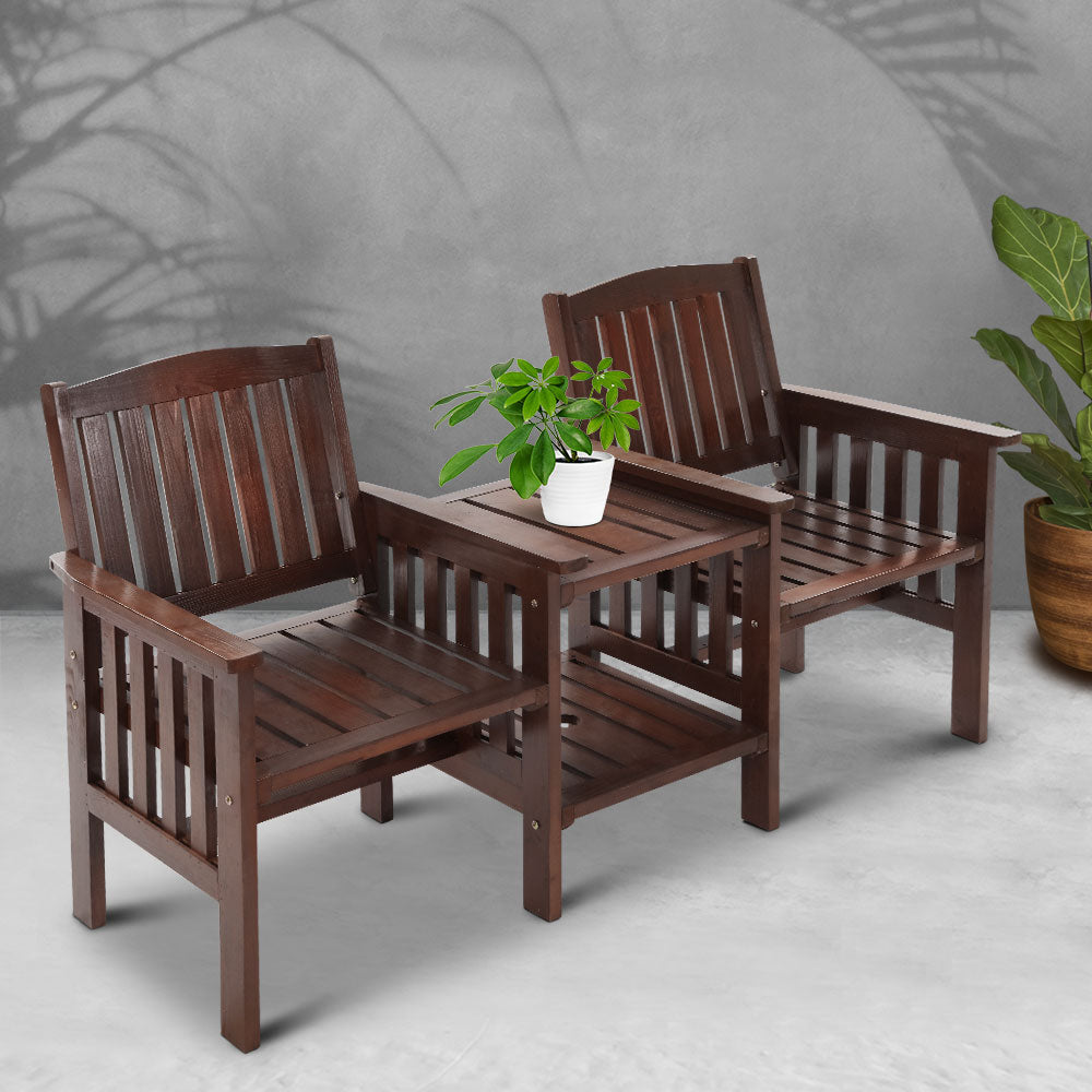 Garden Bench Chair Table Loveseat Wooden Outdoor Furniture Patio Park Charcoal - image7