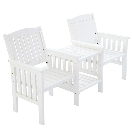Garden Bench Chair Table Loveseat Wooden Outdoor Furniture Patio Park White - image1