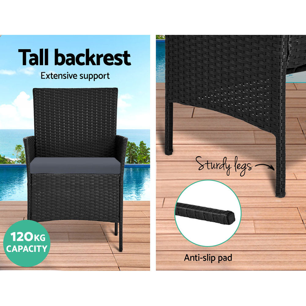 Garden Furniture Outdoor Lounge Setting Wicker Sofa Patio Storage Cover Black - image5