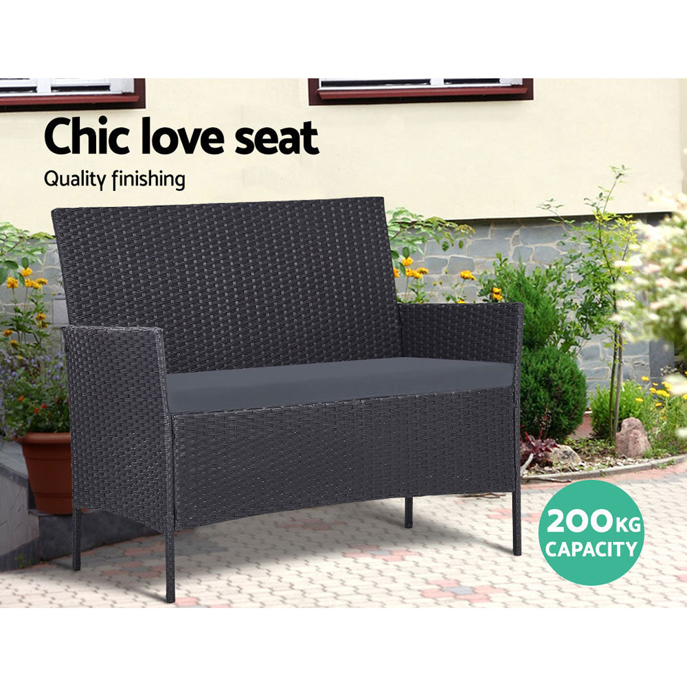 Garden Furniture Outdoor Lounge Setting Wicker Sofa Patio Storage cover Grey - image4