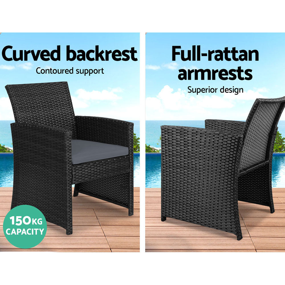 Garden Furniture Outdoor Lounge Setting Wicker Sofa Set Storage Cover Black - image5