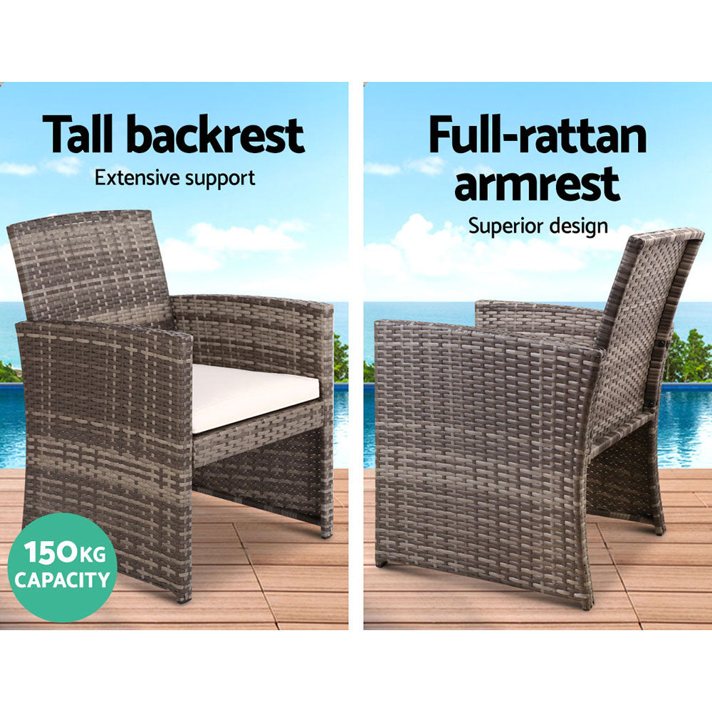 Set of 4 Outdoor Wicker Chairs & Table - Grey - image4