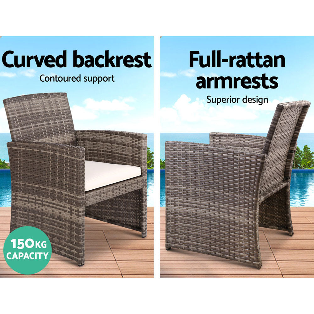 Garden Furniture Outdoor Lounge Setting Wicker Sofa Set Storage Cover Mixed Grey - image5