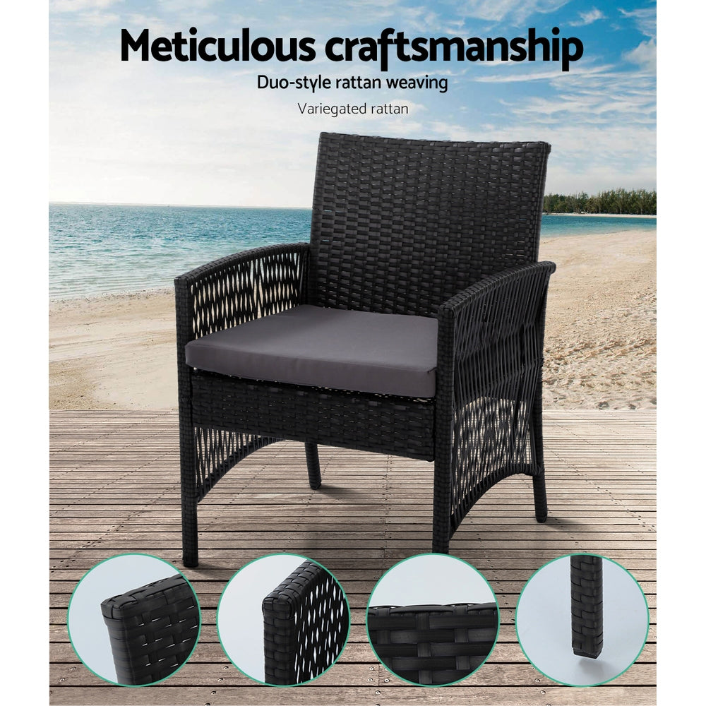 Outdoor Furniture Set Wicker Cushion 4pc Black - image3