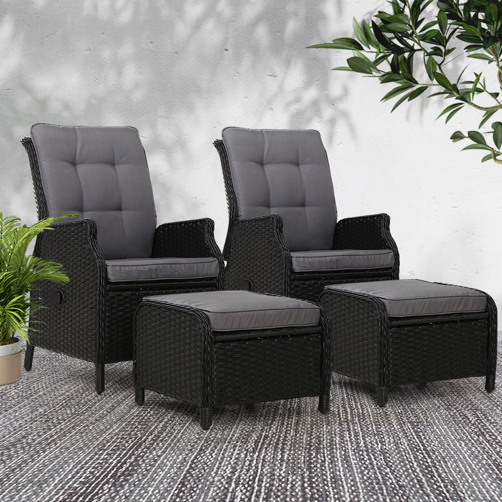 Set of 2 Recliner Chairs Sun lounge Outdoor Setting Patio Furniture Wicker Sofa - image7