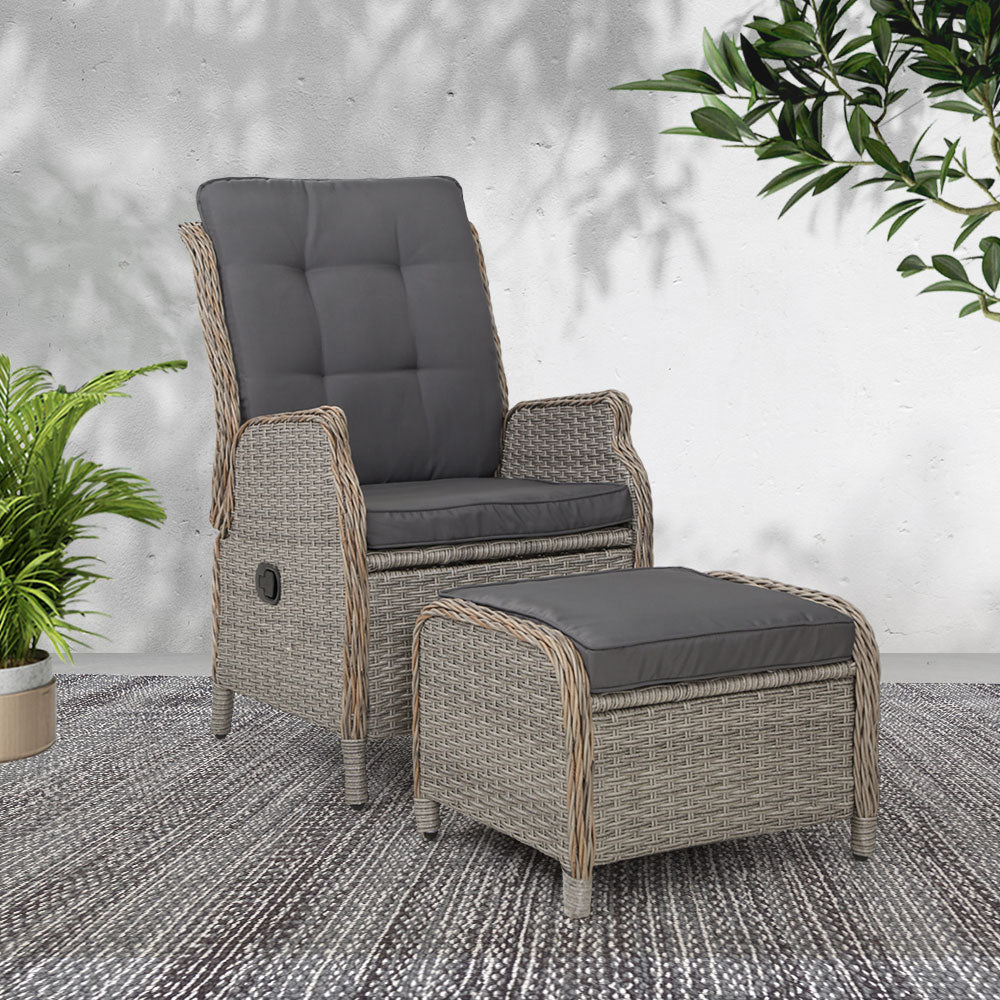 Recliner Chair Sun lounge Outdoor Setting Patio Furniture Wicker Sofa - image7