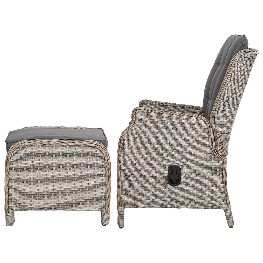 Set of 2 Recliner Chairs Sun lounge Outdoor Patio Furniture Wicker Sofa Lounger - image4