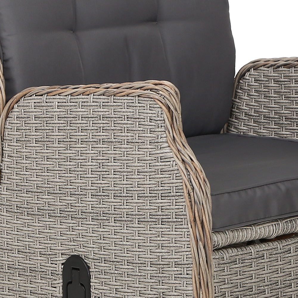 Set of 2 Recliner Chairs Sun lounge Outdoor Patio Furniture Wicker Sofa Lounger - image5