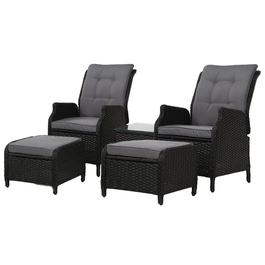 Recliner Chairs Sun lounge Setting Outdoor Furniture Patio Garden Wicker - image1