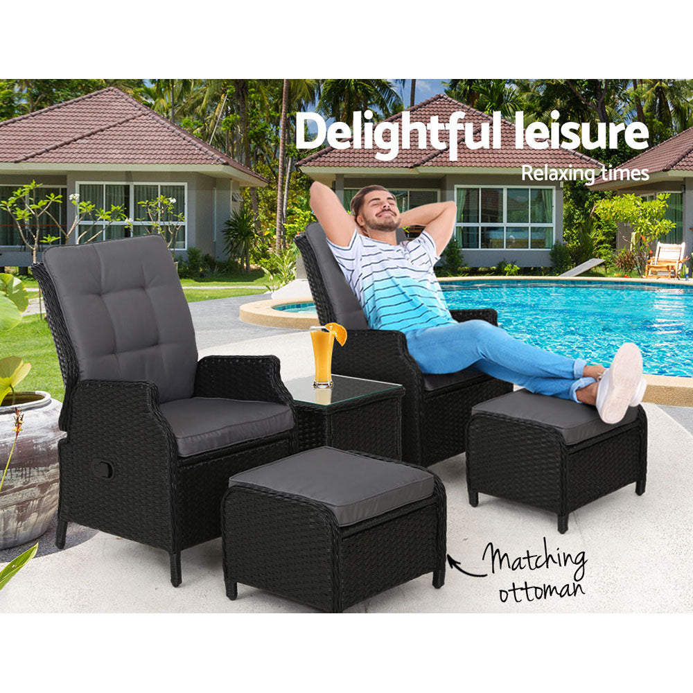 Recliner Chairs Sun lounge Setting Outdoor Furniture Patio Garden Wicker - image4