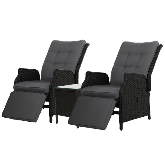 Recliner Chairs Sun lounge Setting Outdoor Furniture Patio Wicker Sofa - image1