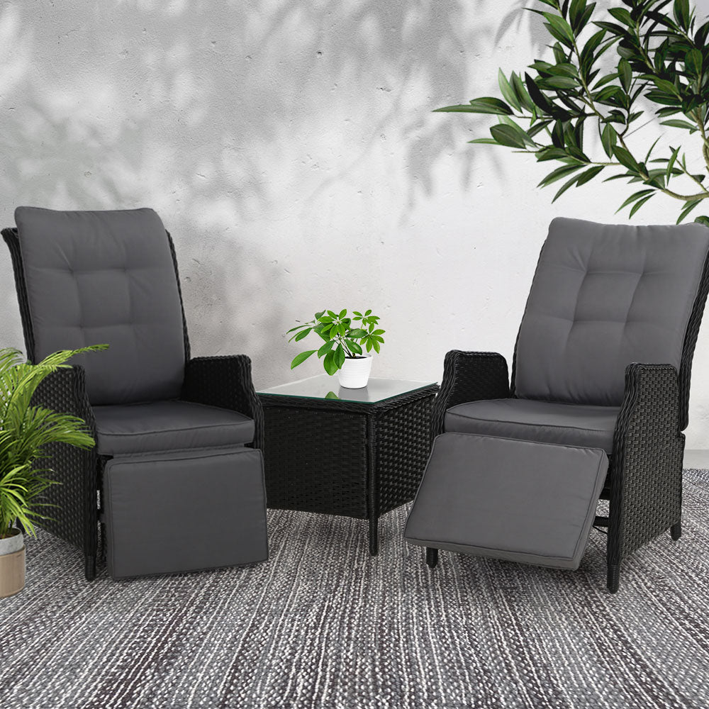 Recliner Chairs Sun lounge Setting Outdoor Furniture Patio Wicker Sofa - image7