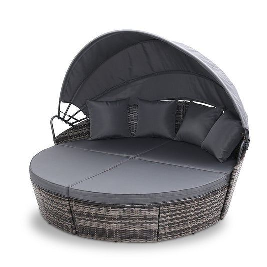 Outdoor Lounge Setting Patio Furniture Sofa Wicker Garden Rattan Set Day Bed Grey - image1