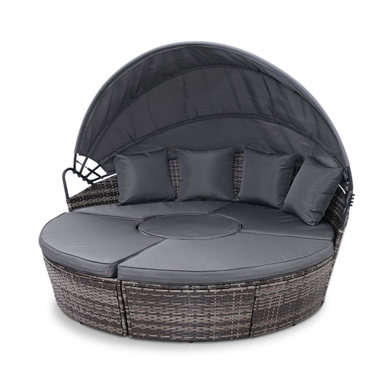 Outdoor Lounge Setting Sofa Patio Furniture Wicker Garden Rattan Set Day Bed Grey - image1