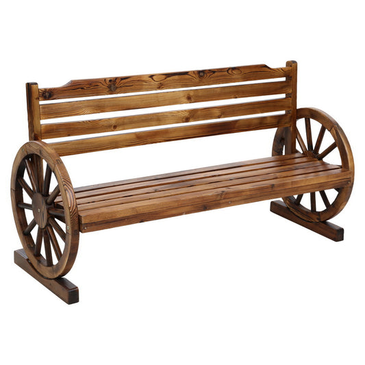 Garden Bench Wooden Wagon Chair 3 Seat Outdoor Furniture Backyard Lounge - image1