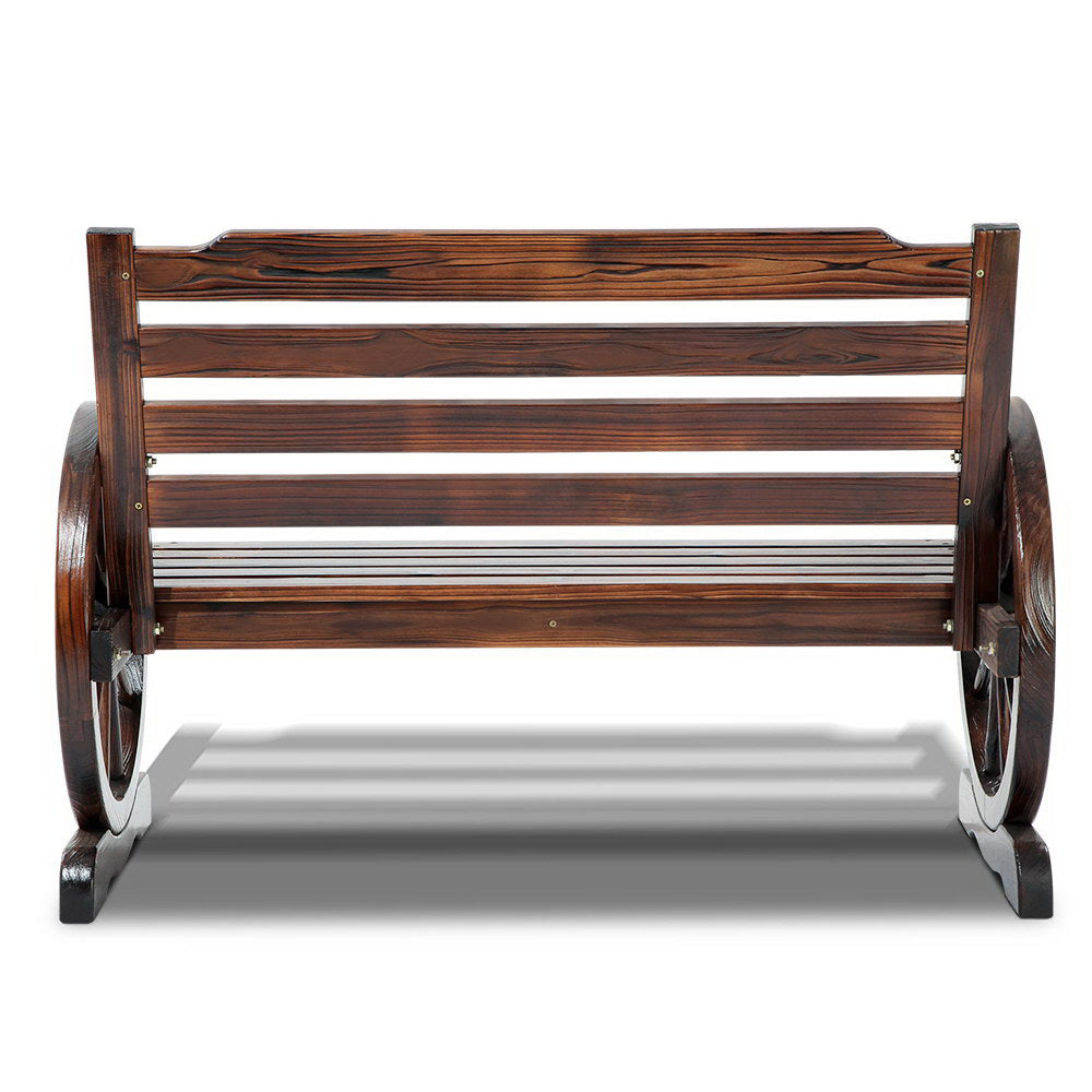 Wooden Wagon Wheel Bench - Brown - image5