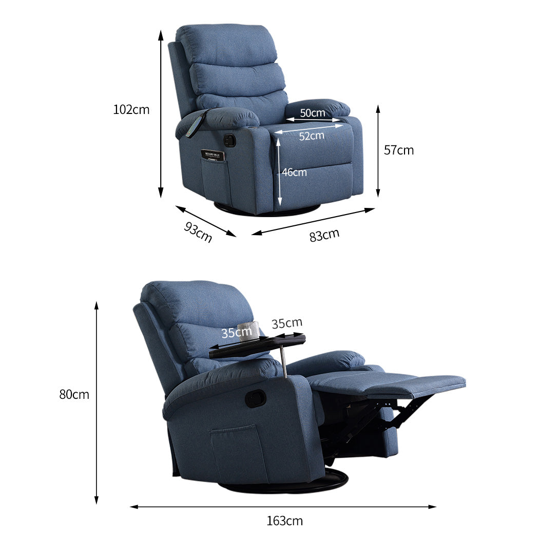 Massage Chair Recliner Chairs Heated Lounge Sofa Armchair 360 Swivel - image3