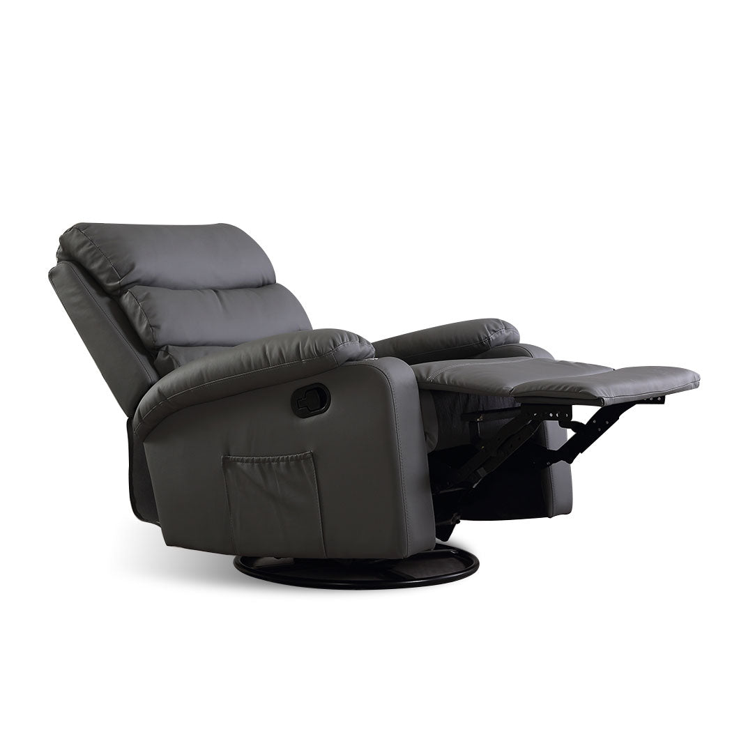 Massage Chair Recliner Chairs Heated Lounge Sofa Armchair 360 Swivel Grey - image2