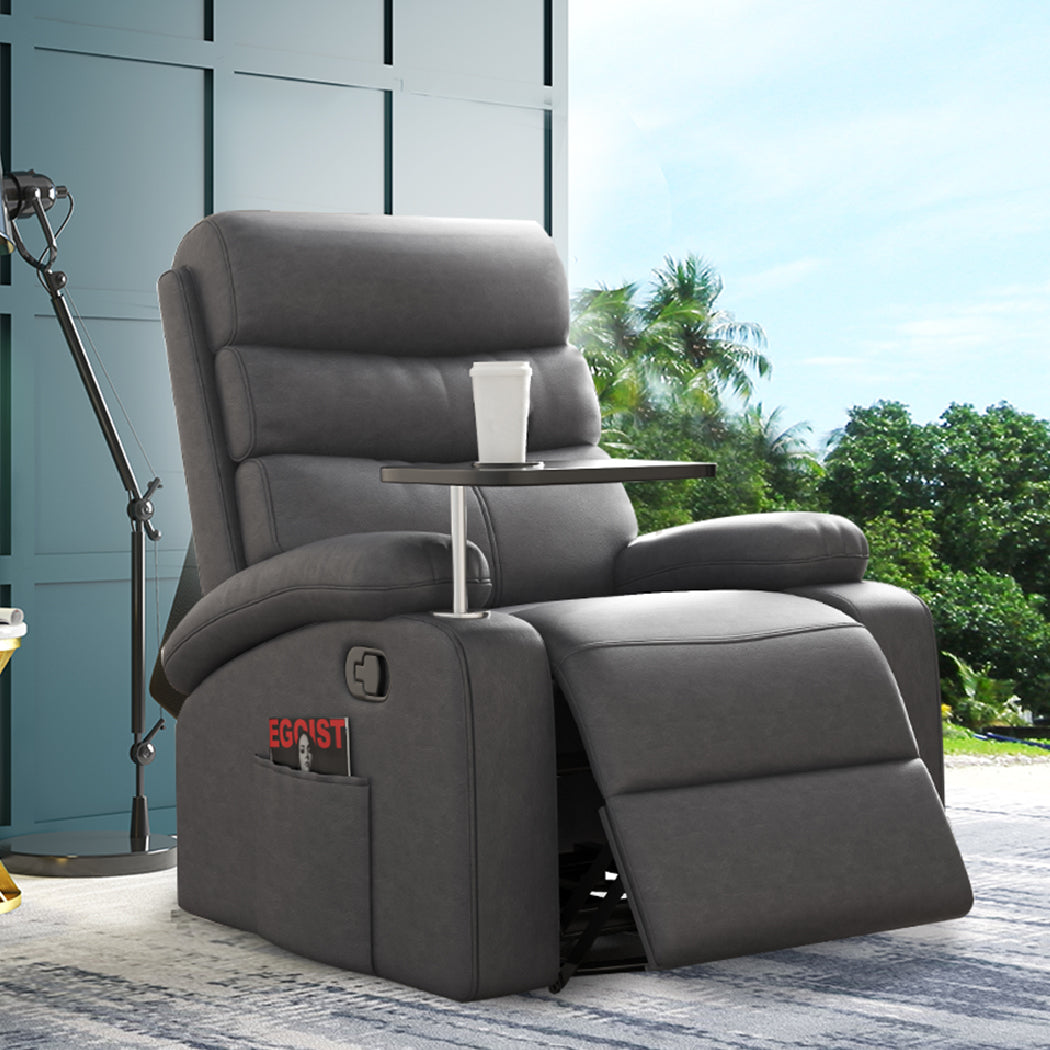 Massage Chair Recliner Chairs Heated Lounge Sofa Armchair 360 Swivel Grey - image7