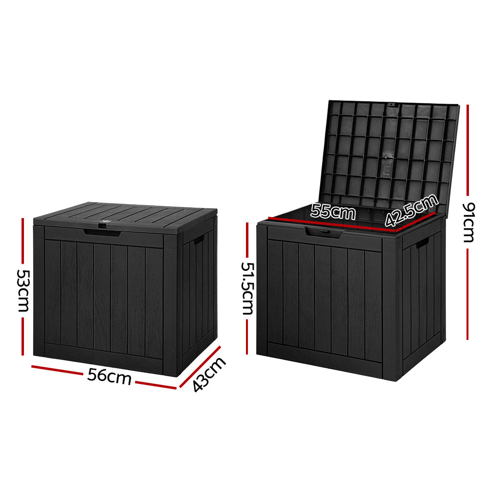 Gardeon Outdoor Storage Box 118L Container Lockable Indoor Garden Toy Tool Shed Black - image2